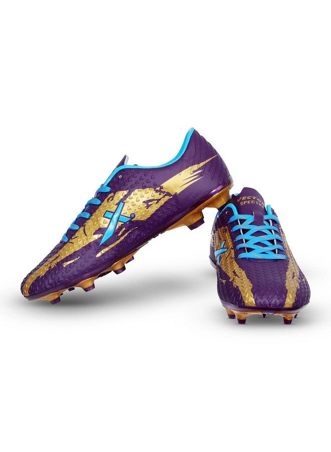 Vector X Spectre 2.0 Football Shoe/Studs, Double Colored TPU Sole, Padded Footbed, Premoulded Heel Shoe for Men (Purple-Gold, Size-4) - Image 1