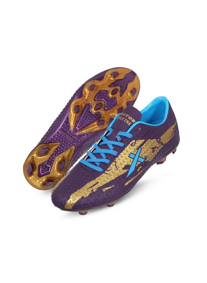 Vector X Spectre 2.0 Football Shoe/Studs, Double Colored TPU Sole, Padded Footbed, Premoulded Heel Shoe for Men (Purple-Gold, Size-4) - Image 4