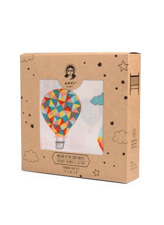 Anvi Baby Organic Bamboo Muslin Fitted Sheet - Balloons  - Image 2
