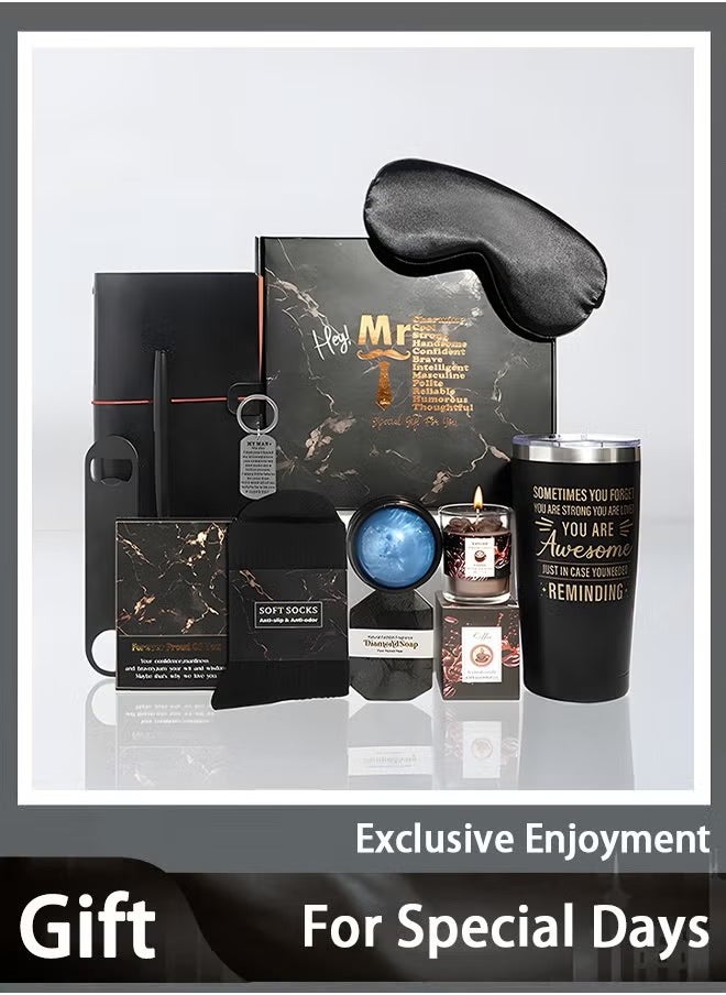 Arabest Gift Baskets for Men - Birthday Gift Box Set Contains 12 Items Inspirational Gifts Relaxing Spa Treatment Packages for Men Friendship Friend Gifts for Men  - Image 1
