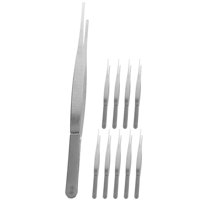 10pcs Gardening Plant Tweezers 16cm Long Straight Tip with Teeth for Bonsai Planting Outdoor Yard Tool - Image 2