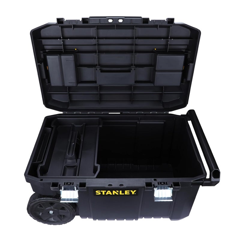 STANLEY STST180150 Essential Tool Chest With Removable Tray For Organized Storage 30 Kg Weight Capacity Geometric Metal Latches 7 Wheels For PortabilityDurable Telescopic Handle 44x333x119 cm - Image 4
