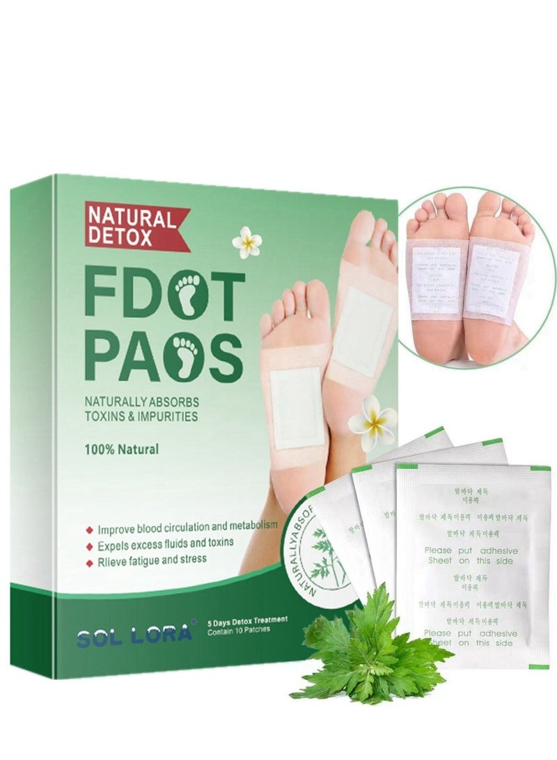 SOL LORA 10-Piece Cleansing Detox Foot Patches, Deep Cleansing Foot Patches, Foot Detox Pads for Stress Relief, Sleep Improvement, Metabolism Boost, Muscle Pain Relief, Blood Circulation Enhancement, Easy to Use, Suitable for Men, Women, Elderly, and Kids - Image 1