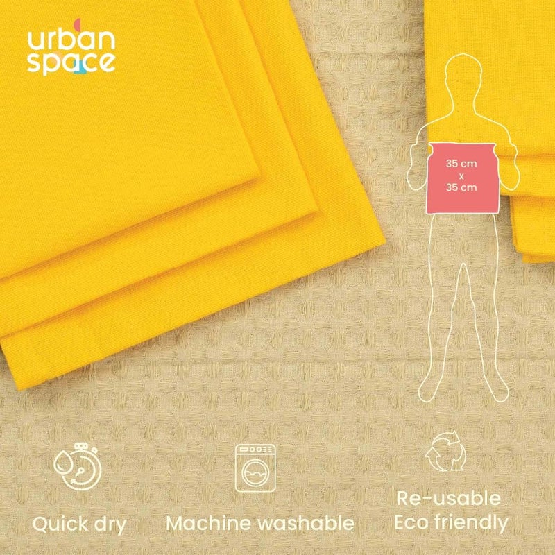 Urban Space غطاء طاولة طعام من القطن بنسبة 100% من ، لـ 4 أشخاص، قماش طاولة مطرز بجودة عالية مزود بتطريزات مزخرفة وتربولين، مقاس 52" × 72" (لـ 4 أشخاص، لون أصفر مخطط). - Image 3