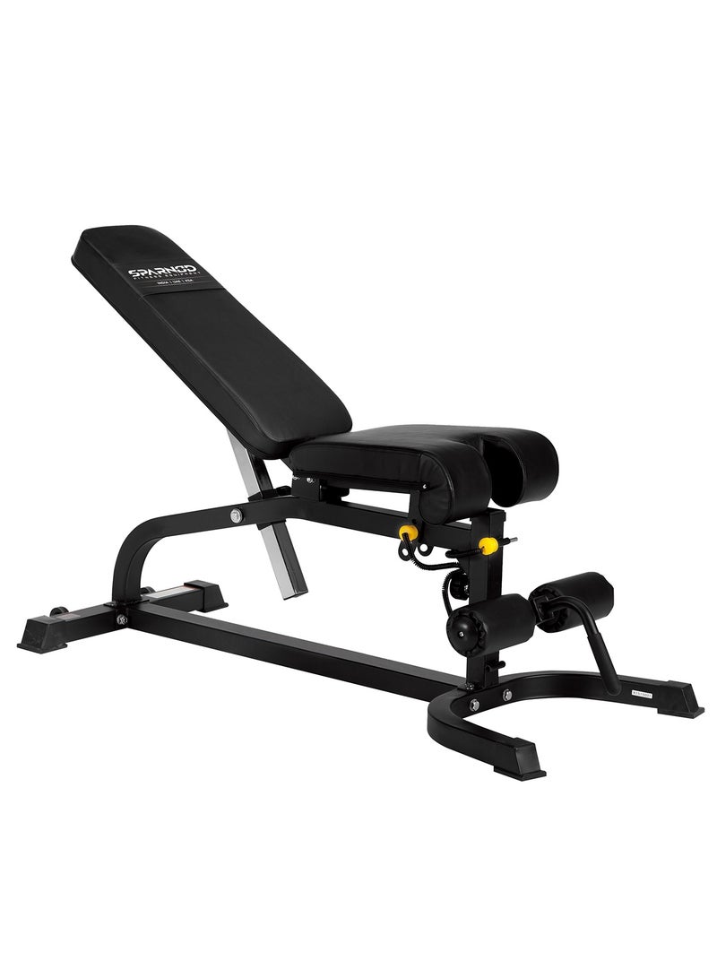Sparnod Fitness مقعد سبارنوود فيتنس SWB-68 متعدد الوظائف، قابل للتعديل للتمرين الكامل للجسم، سعة 150 كجم، تصميم قابل للطي، إطار فولاذي، أسود - Image 1