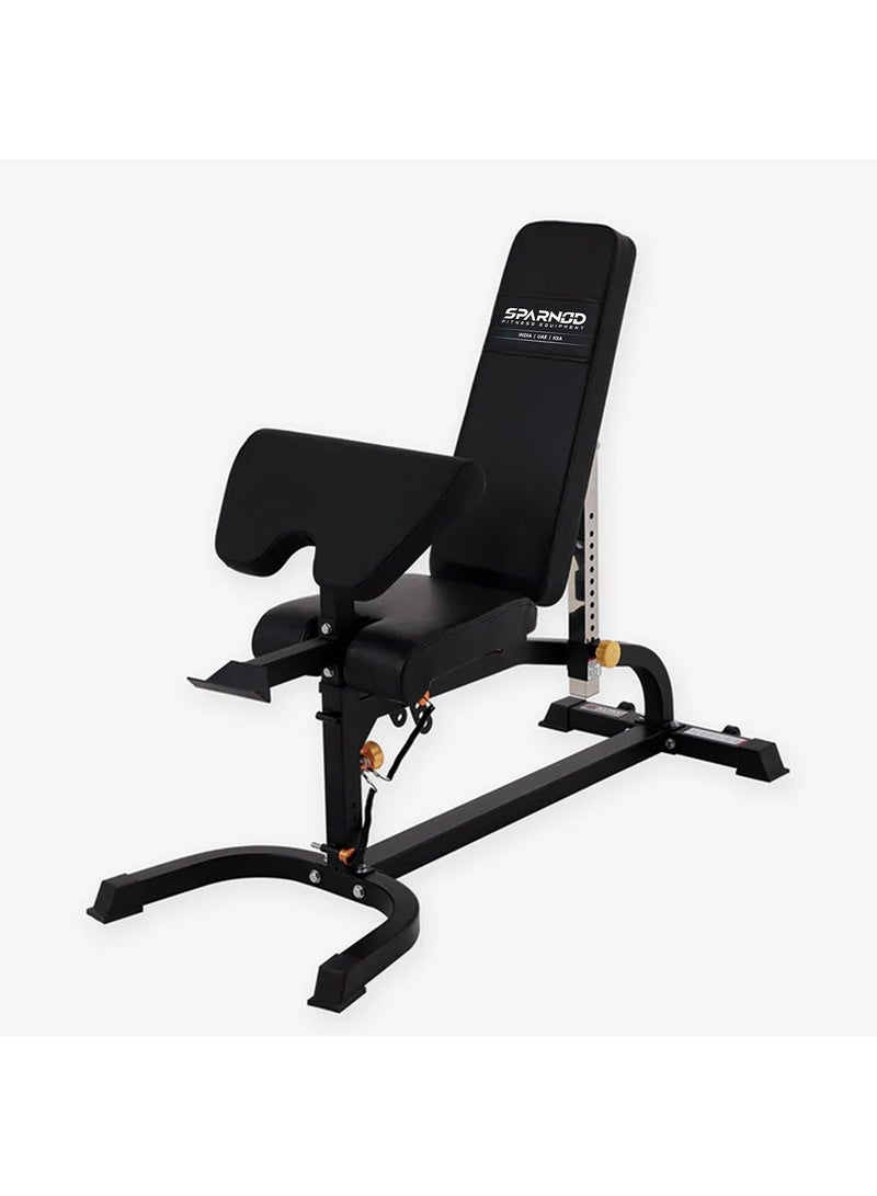 Sparnod Fitness مقعد سبارنوود فيتنس SWB-68 متعدد الوظائف، قابل للتعديل للتمرين الكامل للجسم، سعة 150 كجم، تصميم قابل للطي، إطار فولاذي، أسود - Image 3