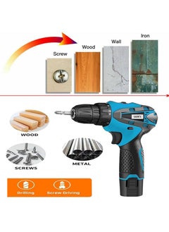 SAENTE SAENTE 12V Liion Dual Speed Keyless Chuck Drill Cordless Drill Drill Driver Screwdriver with 2 Batteries LED Torch Variable Speed and Torque Setting 181 With Batteries  - Image 4