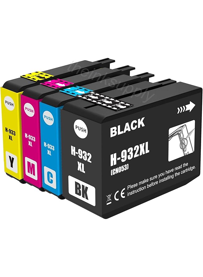 erorex Original Quality 932Xl 933Xl Ink Cartridges 4 Pack Compatible For Hp 932 933 Ink Cartridges For Officejet 7510 7612 7110 6600 6700 6100 7610 6110 Printer Black Cyan Magenya Yellow - Image 1