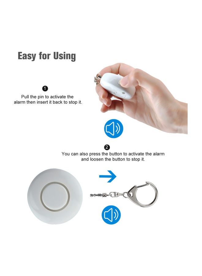 Emergency Security Alarm Keychain With LED Flashlight White - Image 3
