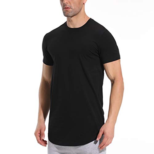LETAOTAO Tall Mens Workout Shirts Hipster Slim Fit Extra Long T-Shirts Longline Drop Cut Gym Muscle Tee - Image 2