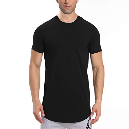 LETAOTAO Tall Mens Workout Shirts Hipster Slim Fit Extra Long T-Shirts Longline Drop Cut Gym Muscle Tee - Image 1
