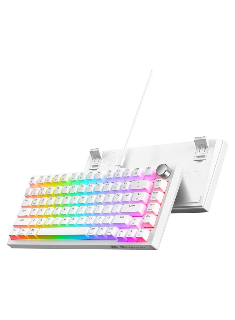 Baytion 82-Key 75% Mechanical Gaming Keyboard, Compact Wired Keyboard with Rainbow LED Backlight, Red Switches, Anti-Ghosting Keys & Multifunction Knob - Image 1