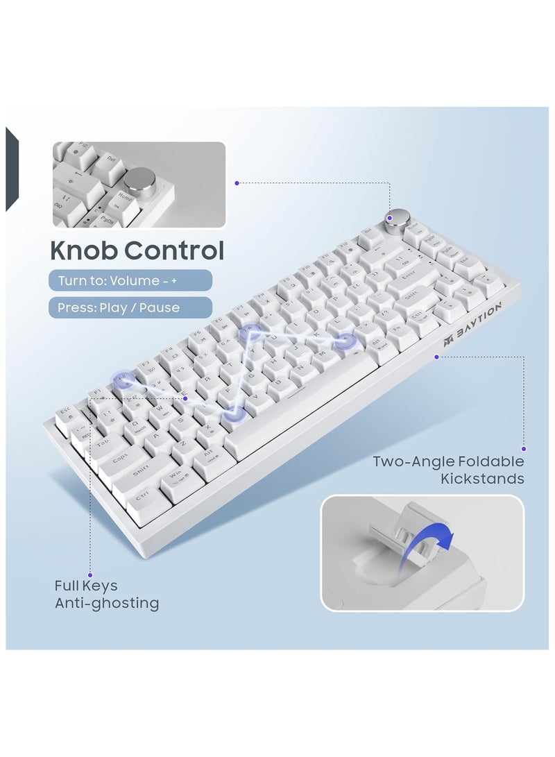 Baytion 82-Key 75% Mechanical Gaming Keyboard, Compact Wired Keyboard with Rainbow LED Backlight, Red Switches, Anti-Ghosting Keys & Multifunction Knob - Image 3