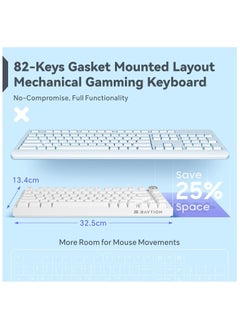 Baytion Baytion 75% Compact Mechanical Gaming Keyboard, 82 Keys with Rainbow LED Backlight, Wired Anti-Ghosting Keyboard with Knob, White (Red Switches)  - Image 4