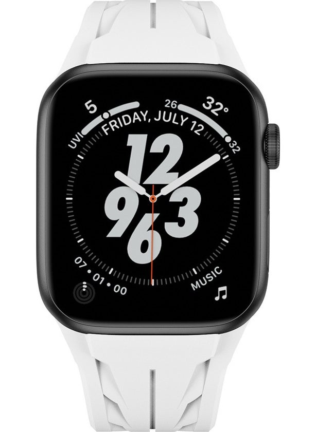 ZORE - Apple Watch 7 45MM KRD-127 Metal Buckle Silicone Strap-White - Image 1