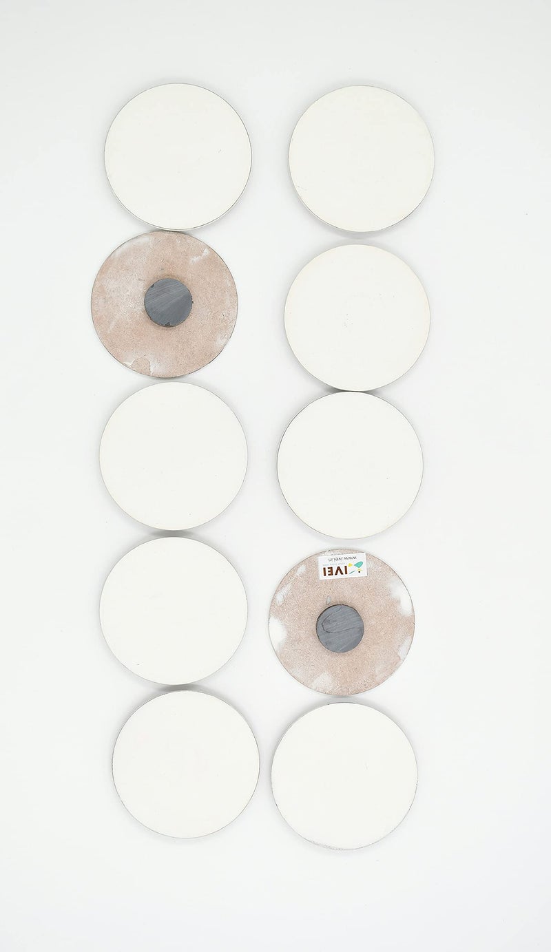 IVEI DIY MDF Wood Sheet Round Craft Magnet with Primer Plain MDF Fridge Magnet Blanks Cutouts- Set of 10 with 3mm- 3in dia for Painting Wooden Sheet Craft, Decoupage, Resin Art Work & Decoration - Image 4