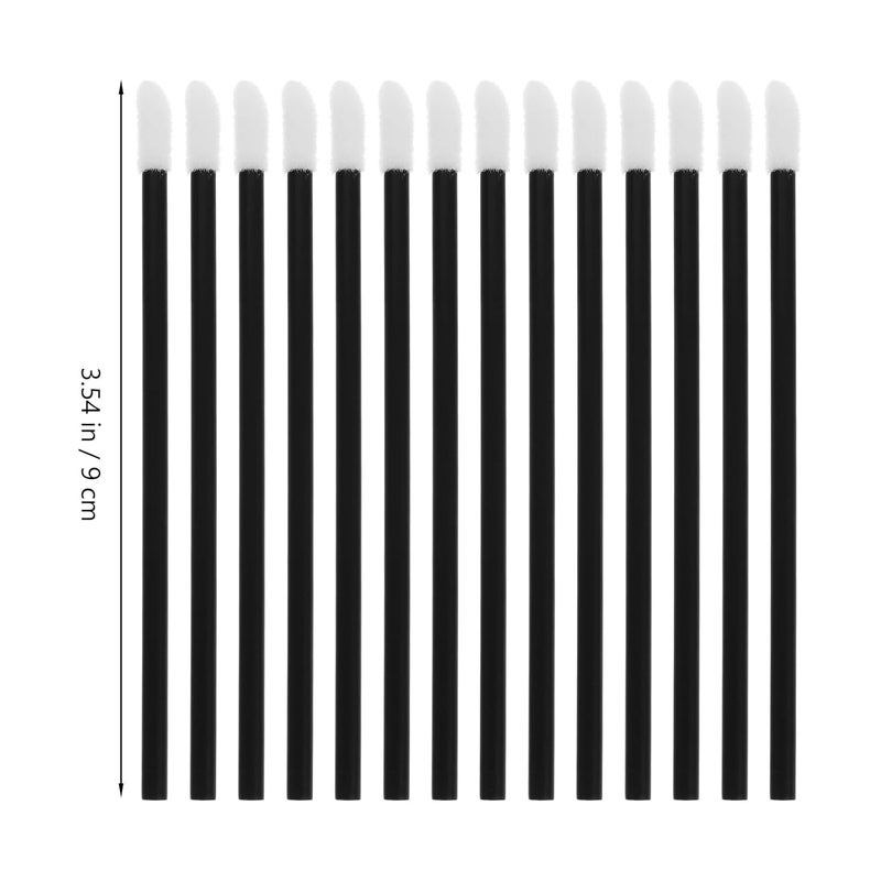 فرش أحمر شفاه صغيرة قابلة للتخلص من هومويويو 200 قطعة، فرش مكياج شفاه بلاستيكية مجوفة سوداء، أدوات تطبيق ملمع الشفاه للسفر والاستخدام الاحترافي - Image 2