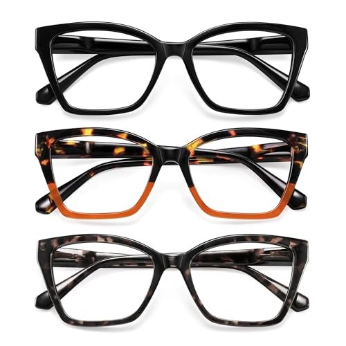 resjok 3Pack Reading Glasses for Women-Blue Light Blocking Readers Fashion Cat Eye Eyeglasses Spring Hinge(Mix1, 1.25x) - Image 1