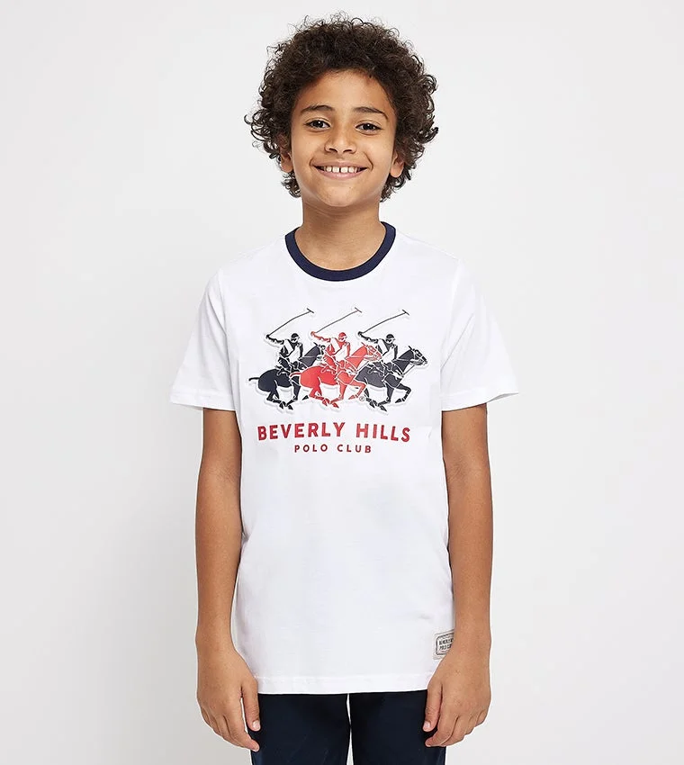 Logo Embossed Crew Neck T-Shirt