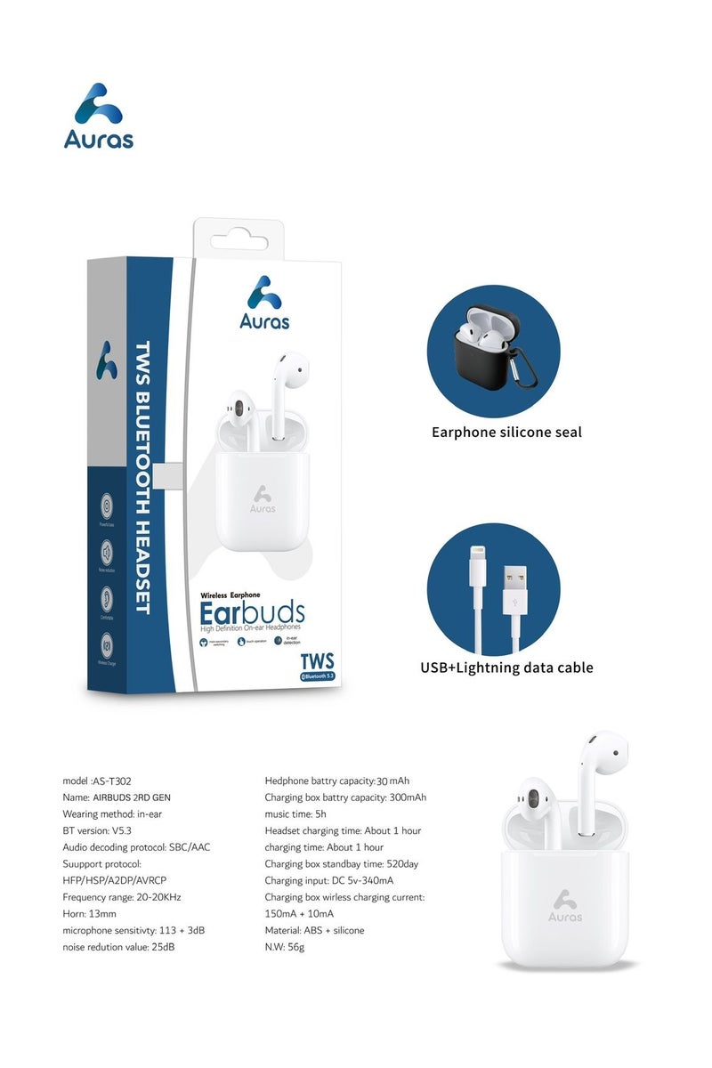 Auras TWS Bluetooth Earphones – High-Resolution Sound, Stylish Design with Charging Case - Image 1