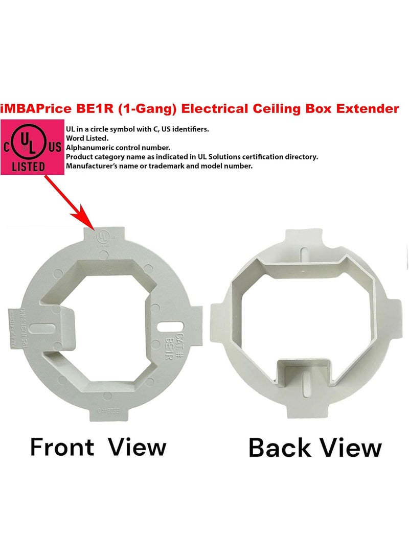 iMBAPrice iMBAPrice BE1R 1Gang 435Inch x 15Inch Plastic Electrical Ceiling Box Extender for 35 and 4 Round or Octagonal Boxes  - Image 2