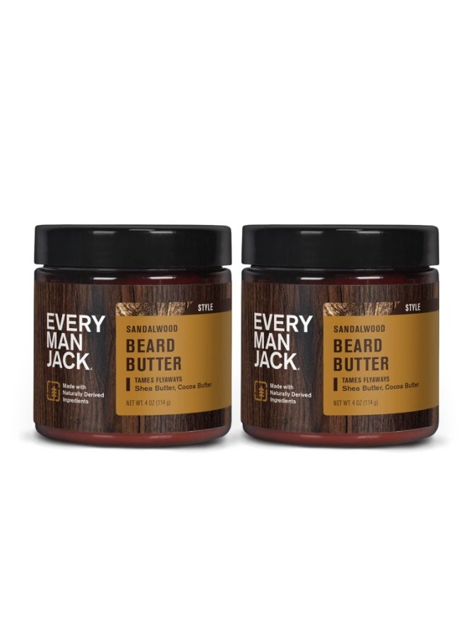Every Man Jack Beard Butter- Subtle Sandalwood Fragrance - Hydrates and Styles Dry, Unruly Beards While Relieving Itch - Naturally Derived with Shea Butter and Coconut Oil - 4-ounce (2 Pack) - Image 1