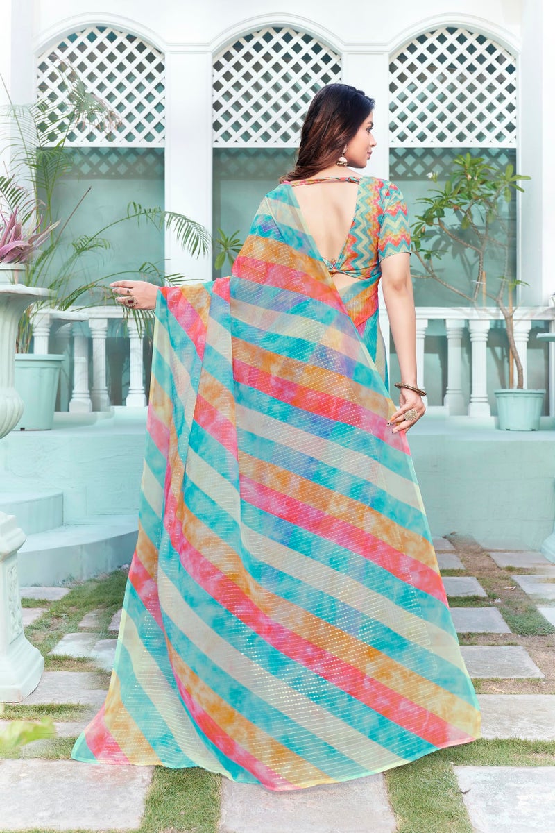 Glory Sarees Women’s Georgette Sequence Digital Print Saree With Blouse Piece (Cocktail101_Multicolor) - Image 4