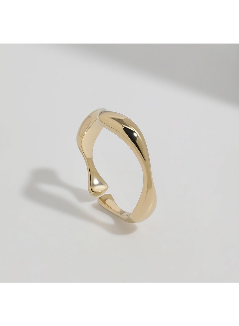 Atiq Gold Thumb Rings for Women Chunky Gold Rings Non Tarnish Sterling Silver Stackable Rings Size Adjustable Friendship Rings, Gold - Image 3