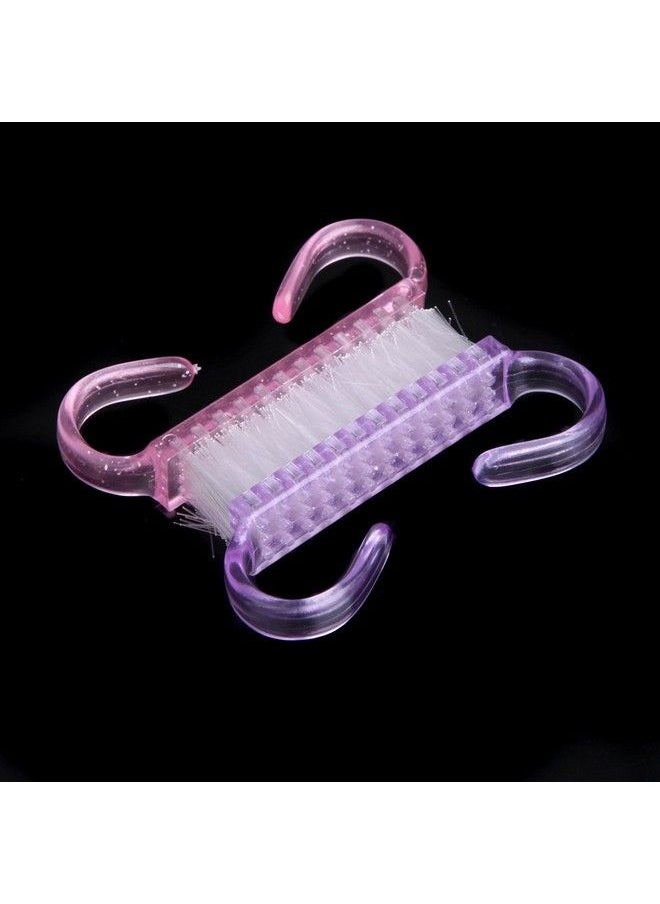 docooler Nail Cleaning Angle Cleaner Brush Tool File Manicure Pedicure Kit With Plastic Handle (2 Pieces)  - Image 1