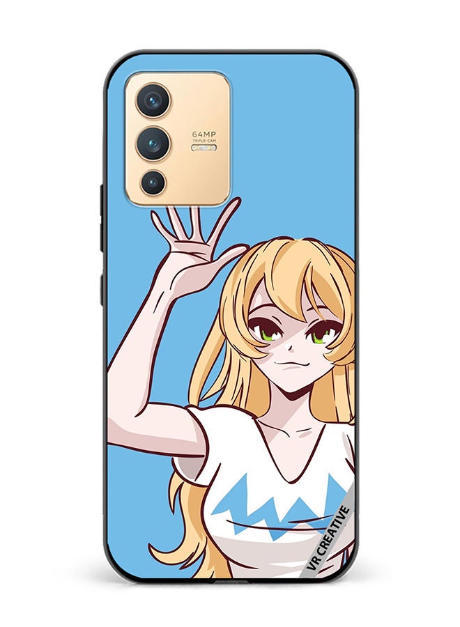 VR CREATIVE Protective Case Cover For Vivo V23 5G Anime Girl Waving Hand Design Multicolour - Image 1