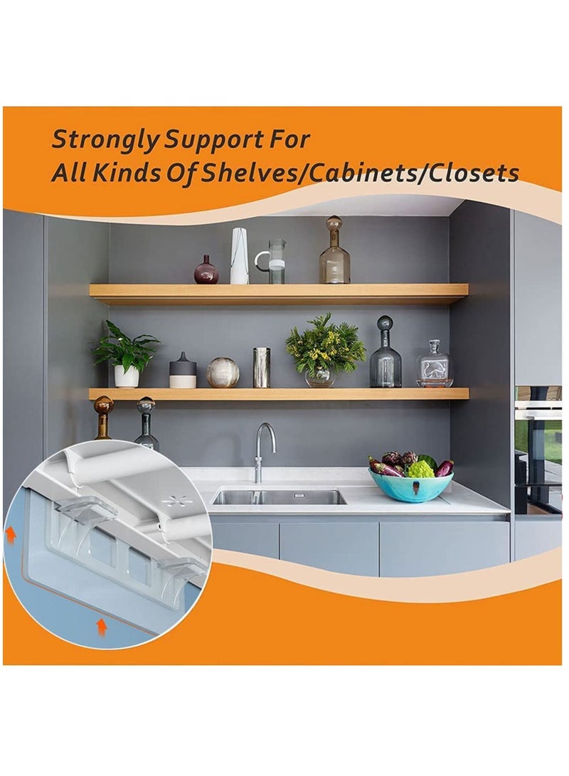 24 Pcs Punch Free Shelf Support Pegs,Self Adhesive Shelves Clips for Kitchen Cabinet Book Shelves-Strong Partition Holders Pin for Closet Brackets Clapboard Layer-Load Bearing 60 Pounds - Image 4
