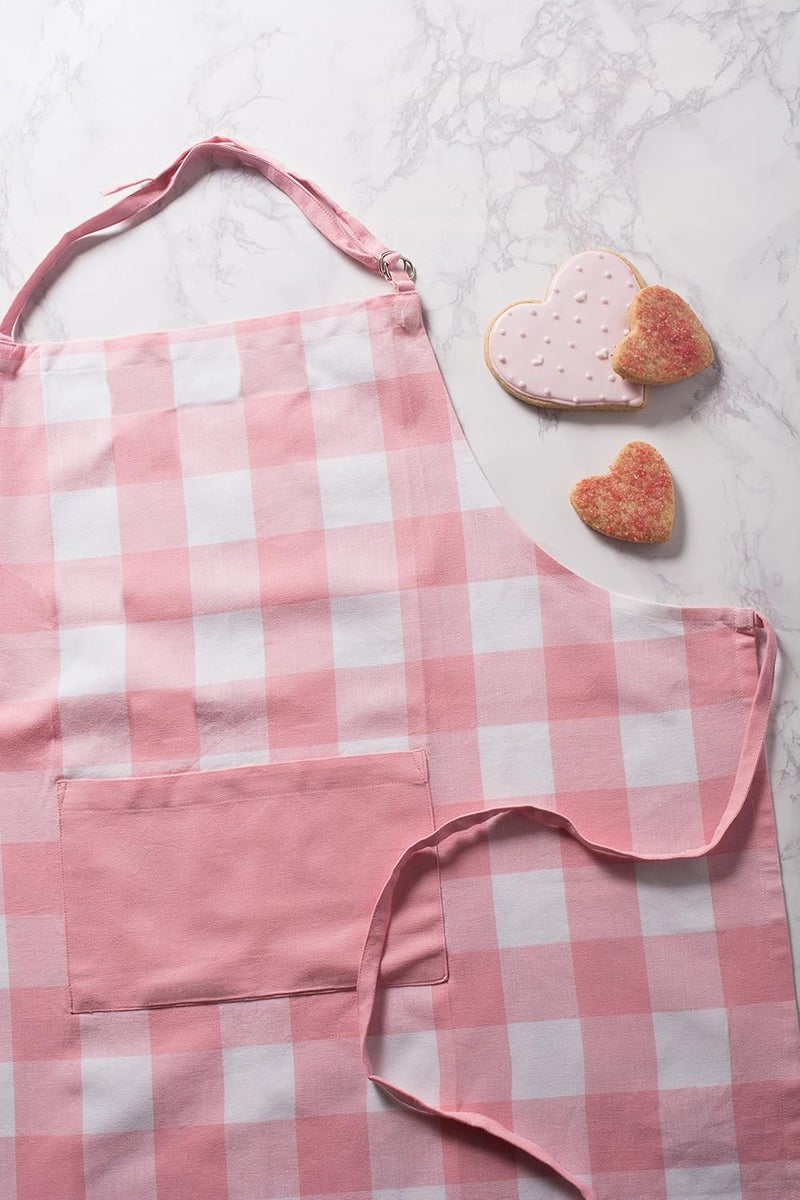 DII Unisex Buffalo Check Kitchen Collection, Classic Farmhouse Chef Apron, One Size, Pink &White - Image 3