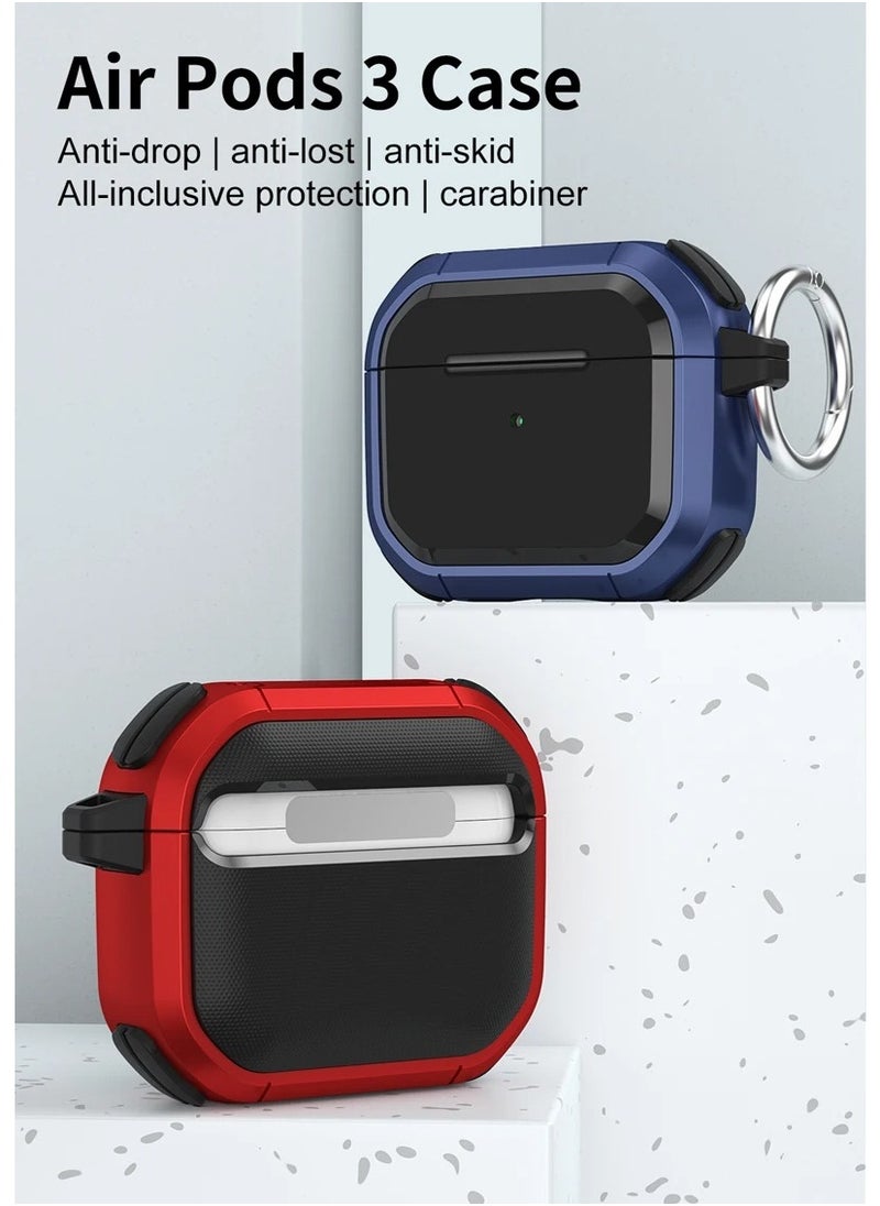 Generic - Full Protection Earphone Case for Airpods 3 Full Cover Supported Wireless Charging Shockproof Shell Keychain (Blue) - Image 1