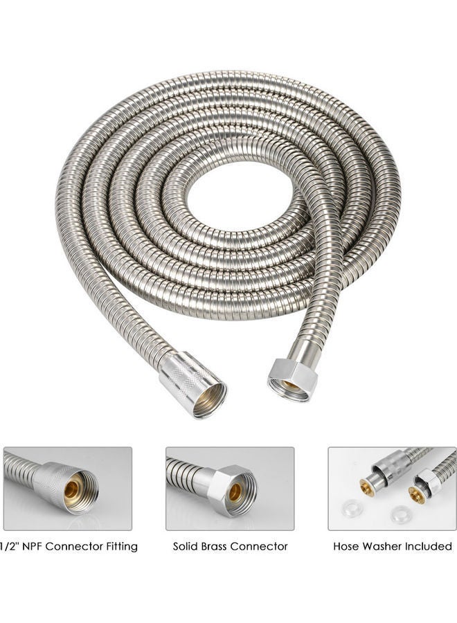 NIBEMINENT Stainless Steel Flexible Shower Hose Silver 79inch - Image 5