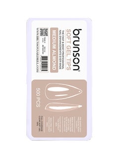 brunson False Nail Tips Soft Gel Extension Clear Medium Almond 550 Pieces BTMAF500  - Image 1