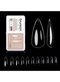 brunson False Nail Tips Soft Gel Extension Clear Medium Almond 550 Pieces BTMAF500  - Image 4