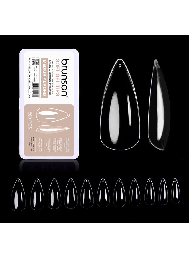 brunson False Nail Tips Soft Gel Extension Clear Medium Almond 550 Pieces BTMAF500  - Image 4
