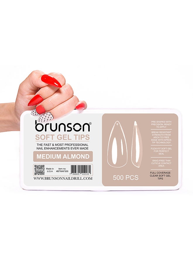 brunson False Nail Tips Soft Gel Extension Clear Medium Almond 550 Pieces BTMAF500  - Image 3