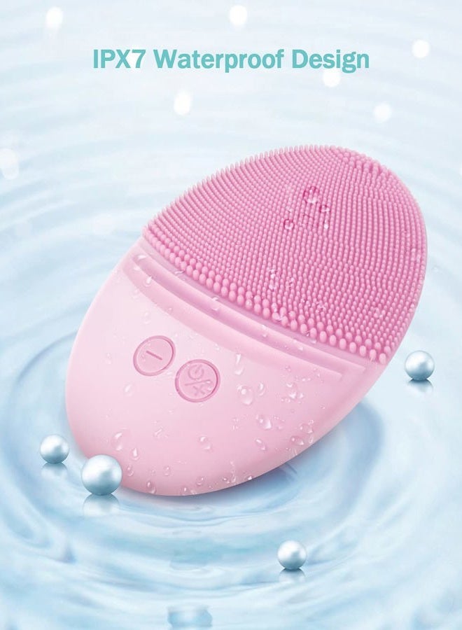 EZBASICS Facial Cleansing Brush Made with Ultra Hygienic Soft Silicone, Waterproof Sonic Vibrating Face Brush for Deep Cleansing, Gentle Massaging, Inductive Charging (Pink) 1 Pack+5 Speed Settings - Image 5