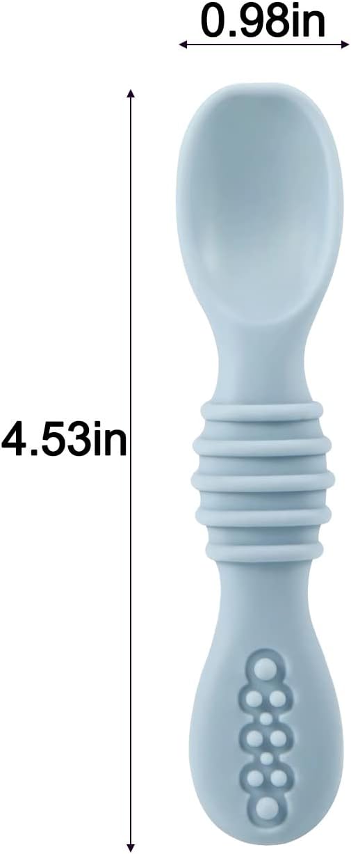 PandaEar 7 Pack Baby Led Weaning Spoons Silicone Baby Spoons Self Feeding Utensils Toddler Infant Feeding Spoon First Stage - Image 3