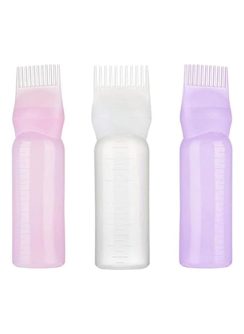 Generic Hair Color & Hair Oil Root Comb Applicator Bottle Lightweight And Plastic 6 ounces Applicator Bottle (Pack of 3)  - Image 1