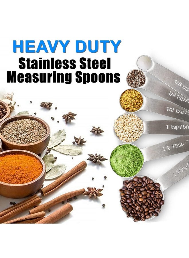Rena Chris Measuring Spoons, Premium Heavy Duty 18/8 Stainless Steel Measuring Spoons Cups Set, Small Tablespoon With Metric And Us Measurements, Set Of 6 For Measuring Dry And Liquid Ingredients - Image 2