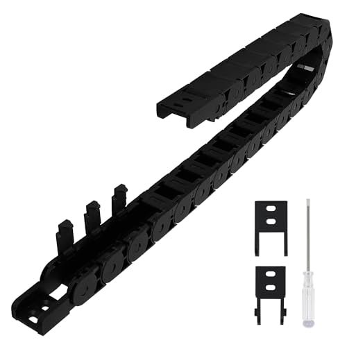 LMioEtool R28/38 15mm x 15mm(Inner H x Inner W) Black Plastic Cable Wire Carrier Drag Chain 1M Length for CNC, with End Connectors - Semi Enclosed Type (Inner Side openable) - Image 1