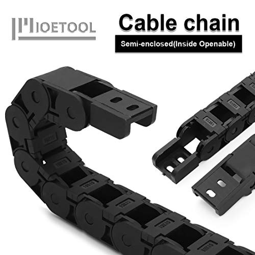 LMioEtool R28/38 15mm x 15mm(Inner H x Inner W) Black Plastic Cable Wire Carrier Drag Chain 1M Length for CNC, with End Connectors - Semi Enclosed Type (Inner Side openable) - Image 4