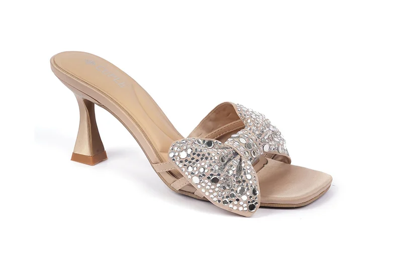 Cuple Womens heeled embelished mules Sandals