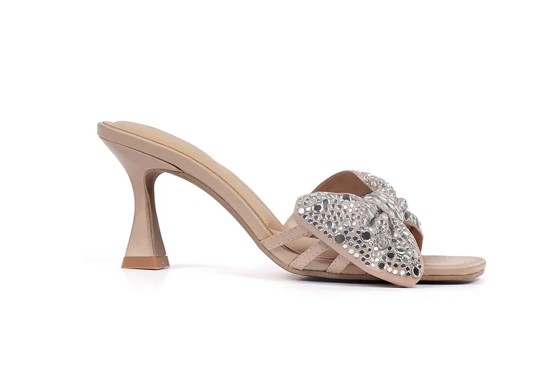 Cuple Womens heeled embelished mules Sandals