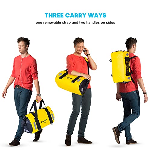 WILD HEART Waterproof Bag Duffel Bag 20L 30L 40L with Welded Seams Shoulder Straps, Mesh Pocket for Kayaking, Camping, Boating,Bicycle,Motorcycle 30L Yellow - Image 4