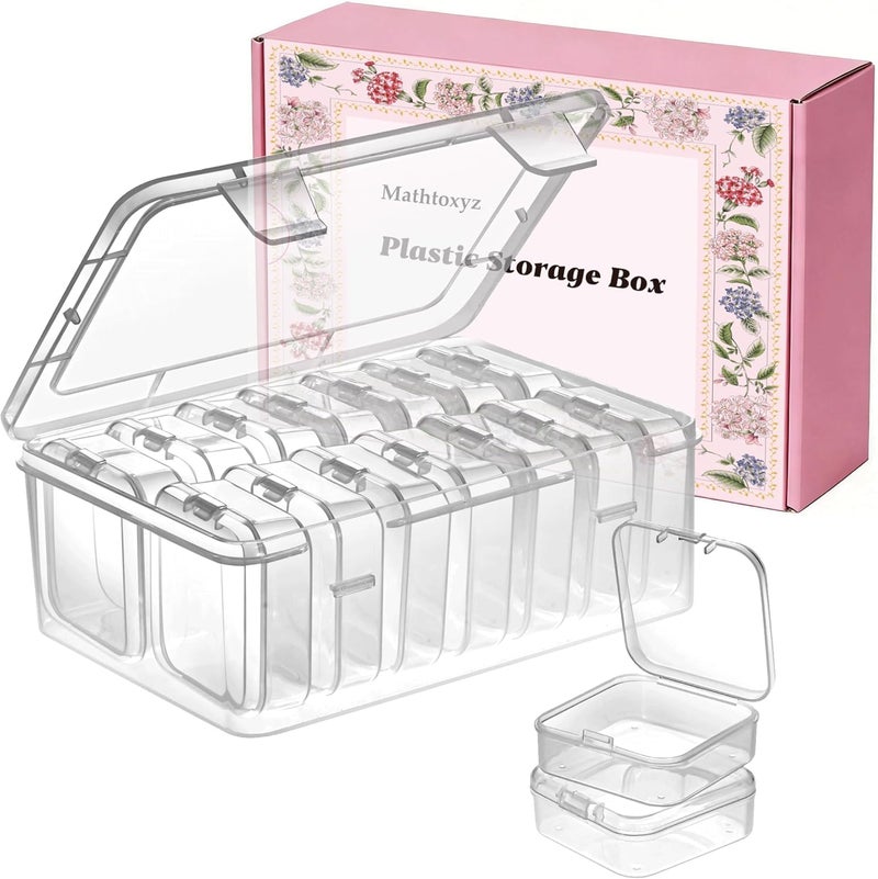 Mathtoxyz Small Bead Organizers, 15 Pieces Plastic Storage Cases Mini Clear Bead Storage Containers Transparent Boxes with Hinged Lid and Rectangle Clear Craft Supply Case - Image 1