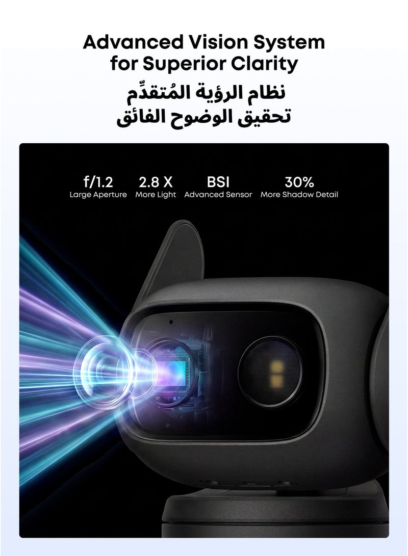 إيوفي eufy Wired Cam C31، تغطية 360° بتدوير وانحدار، داخل وخارج المبنى، هوائي مزدوج، رؤية ليلية ملونة، بدون اشتراك، اكتشاف ذكاء اصطناعي للأشخاص/المركبات/الحيوانات الأليفة/الصراخ، تسجيل 24 ساعة في اليوم و7 أيام في الأسبوع، أسود - Image 5