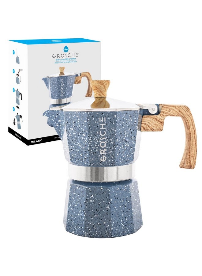 GROSCHE Milano Moka Pot - Stovetop Coffee Maker and Percolator for Espresso - 3 Cup, Indigo - Image 1